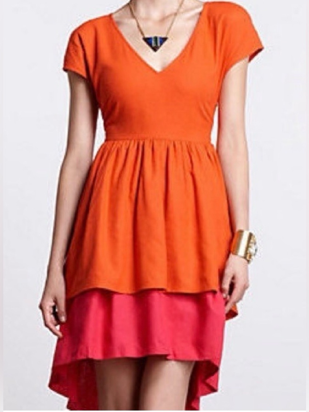 Anthropologie 100% raw silk ruffle high low open back dress